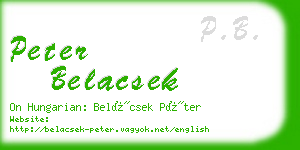 peter belacsek business card